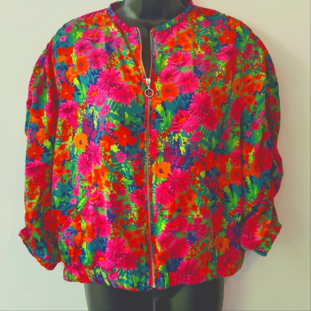 Zara trf outerwear Floral Bomber Jacket M